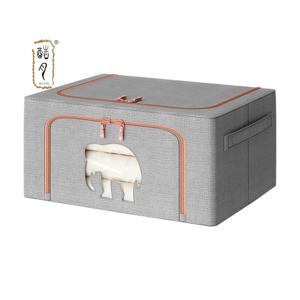 Boîte de rangement pour vêtements empilable KUYUE, en tissu cationique avec cadre métallique, organisateur de placard pliable avec poignée durable - Product Image 1