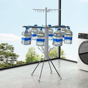 قاعدة عجلات رف تجفيف الملابس الحديثة ، 16 قضبان طوي تجفيف الملابس الرف لغسيل الملابس - Product Image 3