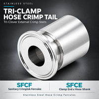 Embouts de sertissage sanitaire Tri-Clamp pour tuyau, embouts Crimplok SFCF, embouts de serrage X pour tige de tuyau SFCE, embouts de sertissage de tuyau en acier inoxydable