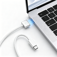 Câble magnétique 3 en 1 Type C PD140W 2m pour MacBook Pro, logo personnalisé, charge rapide PD3.1 28V/5A, gaine en nylon pour câble Mag 3