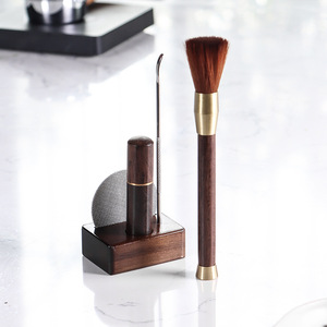 Ensemble de brosses à café L-BEANS, manche en bois d'ébène, outils en acier inoxydable pour le nettoyage de l'expresso et le café filtre. - Product Image 3