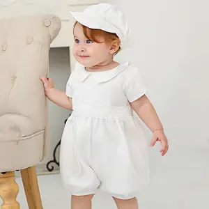 Baby Boy Christening with Hat Baptism Outfit Christening Romper Baptism Baby Boy Clothes