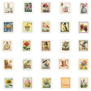 50 piezas Vintage dibujos animados cuento de hadas ilustración Reino Unido mariposa Australia canguro franqueo Koala sello pegatina - Product Image 4