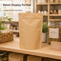 Sacs d'emballage alimentaire biodégradables en papier kraft brun de haute qualité, refermables, avec impression numérique sur la surface