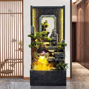 Large Outdoor Water Fountain With LED Light Rocks Waterfall For Garden Decor Home Decor Type