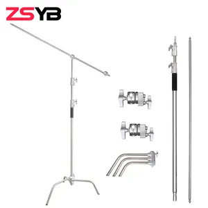 ZSYB C Stand Fotografía profesional Kit de luz Multifunción Acero inoxidable Heavy Duty C-Stand con brazo de extensión
