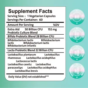 Private Labels 60 Billion Probiotics Supplement Lactobacillus Acidophilus Probiotic Tablets Capsules For Digestive Health