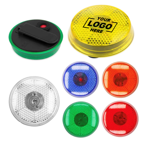 Luz reflectora intermitente redonda promocional, Impresión de logotipo, luz de advertencia LED DE SEGURIDAD reflectante, luz intermitente redonda con Clip trasero - Product Image 1