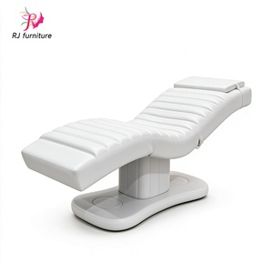 Cama de Masaje Eléctrica de 3 Motores con Cuero PU Blanco, Moderna y Lujosa, en Forma de S, de PVC, Multifuncional para Salón de Belleza - Product Image 1