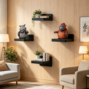 Petites étagères flottantes rectangulaires en bois, modernes, gain de place, chambre à coucher, salon, personnalisables, murales, décoratives, support mural - Product Image 3