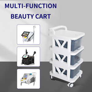Carrito de Belleza Blanco de Lujo con Estante de Almacenamiento de Múltiples Niveles y Gestión de Cables para Equipo Láser de Escritorio para Salón Profesional - Product Image 2