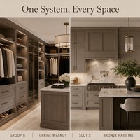 Dressing intégré Greige Noyer Contemporain Classique Personnalisé avec Quincaillerie Bronze pour Toute la Maison OEM