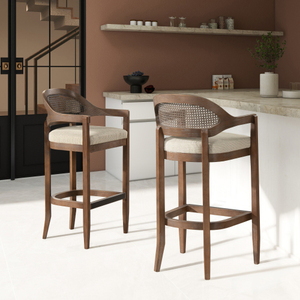 Americana Mid-Century Modern 30.5" Adjustable Leather Back Bar <b>Stool</b> for Home Bar & Hotel Use - Product Image 1