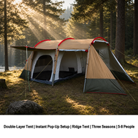 Tenda Camping Cangkang Keras Kamuflase Mewah Keluarga Dua Kamar Tidur Satu Ruang Tamu 5-8 Orang Anti Angin Anti Nyamuk