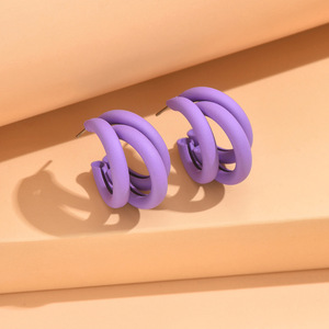Pendientes de moda de oreja de tres anillos de gran tamaño escalonados simples de verano coreanos japoneses - Product Image 6