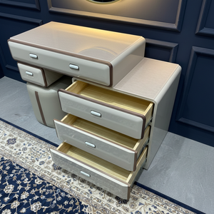 Set Moderno e Lussuoso di Toeletta Bianca, Appositamente Progettato per la <span class=keywords><strong>Camera</strong></span> da Letto, con Cassetti Multipli e Luce per Fotocamera - Product Image 6