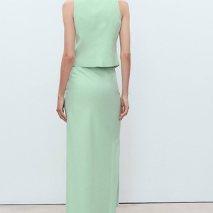 Conjunto de Lino de Alta Calidad para Otoño, Top Corto Sexy para Mujer, Falda Larga de Lino con Cintura Alta, Conjuntos Casuales OOTD - Product Image 2