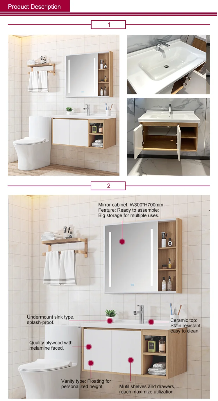 Wall-Mounted Bathroom Cabinet With Mirror Can Be Customized Dressing Table