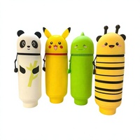 Trousse à crayons Panda très populaire, boîte de rangement rétractable en silicone pour stylos, motif animaux mignons (lapin, dinosaure) et dessins animés