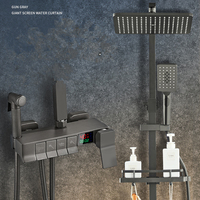 Système de douche mural de luxe noir mat avec affichage LED, haute pression et économie d'eau, équipement de salle de bain