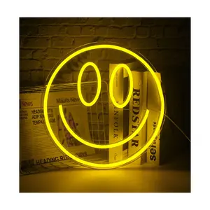 Custom Logovision Design Smiley Neon Signs Led Neon Logo Lightning Neon Sign Face Wall Decor