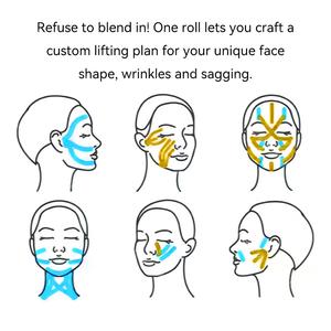 Bande de lifting facial <span class=keywords><strong>anti</strong></span>-<span class=keywords><strong>rides</strong></span> élastique, patch de kinésiologie pour le front, les yeux et le cou, respirant, soin de la peau, ruban de beauté pour le visage - Product Image 4