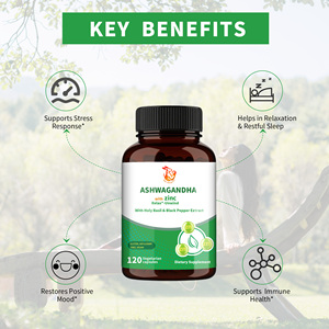 Complément de santé : Capsules d'Ashwagandha pour un sommeil réparateur, soutien au bien-être général, avec Zinc et Basilic sacré – Supplément à base de plantes - Product Image 5