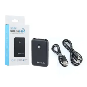 2 in 1 Bluetooth Car Adapter Bluetooth 5.1 Stereo Transmitter Receiver Wireless 3.5mm Aux Jack Adapter Car Kit with Mic
