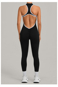 Mono de yoga con cremallera frontal y efecto fruncido en glúteos, ribete en contraste, logotipo personalizado, precio de fábrica al por mayor para mujer, gimnasio, fitness, trabajo - Product Image 6