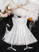 Lingerie brodée nuptiale moulante nuisette élégante fille robe dentelle décoration florale chemise de nuit