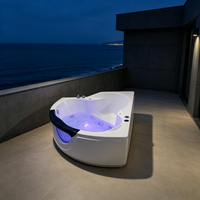 Baignoire de massage à remous moderne en acrylique blanc avec éclairage LED, installation à encoche, portable, pour hôtel, fournisseur Foshan