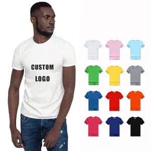 T-shirt personnalisé 100% coton pour hommes, T-shirts blancs, vente en gros, noir et blanc, t-shirt unisexe uni pour hommes