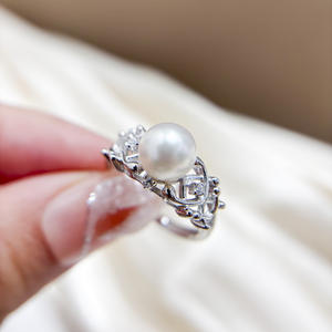 Base para Anillo de Plata S925 con Perlas DIY 10773, Edición Oro/Plata, con Base Redonda para Joyería de Plata de 4-6 mm - Product Image 1