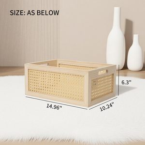 Cesta de Almacenamiento Multifuncional Rectangular Vintage de Mimbre Natural y Madera Hecha a Mano de Alta Calidad, Ecológica - Product Image 6