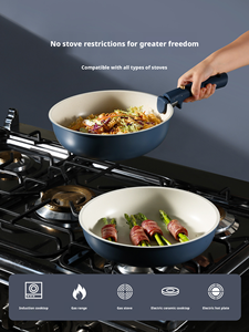 Ensemble de casseroles en céramique antiadhésives légères et durables avec poignée amovible, 3 pièces, compatibles avec tous les types de cuisinières, avec couvercle en verre - Product Image 4