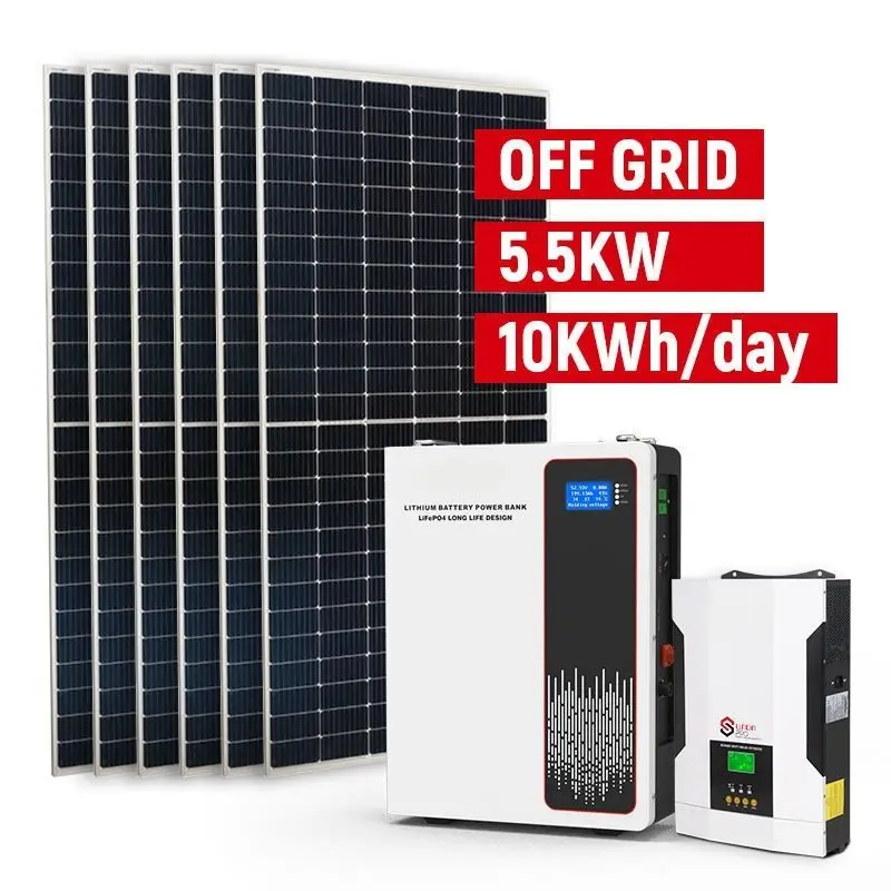 5Kw 10Kw 12Kw 15Kw 18Kw 20Kw 25Kw 30Kwオフグリッドハイブリッドソーラーパネルキット家庭用商業用電力エネルギーシステムストレージ