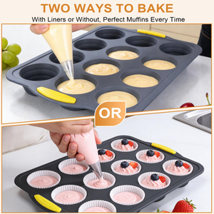 Disposable 12-cavity Cake <b>Baking</b> Pan Food Grade <b>Silicone</b> Muffin Cup Mold Rectangular Pudding Jelly Mold Bubble Shape Tools - Product Image 2
