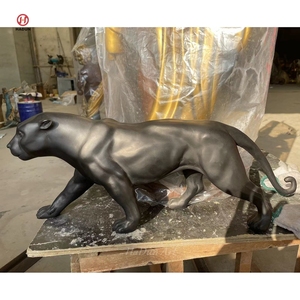 Fusa in bronzo di <span class=keywords><strong>pantera</strong></span> figurina di arte animale regali aziendali di fascia alta uomo decorazione ufficio casa statua di leopardo - Product Image 1