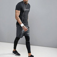 Nouveau style Ensemble de jogging 2 pièces à manches courtes, séchage rapide, personnalisé, ensemble de t-shirts imprimés pour homme, ensemble de survêtements de gym et de fitness grande taille pour homme