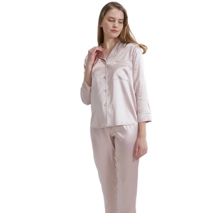 Pyjama <span class=keywords><strong>rose</strong></span> <span class=keywords><strong>en</strong></span> <span class=keywords><strong>soie</strong></span> pure pour femme, 2 pièces, <span class=keywords><strong>chemise</strong></span> d'été, style pyjama, <span class=keywords><strong>chemise</strong></span> de nuit, 2022, 22mm, 100% - Product Image 2