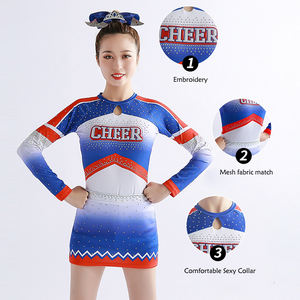 Tenue de pom-pom girl sexy rose grande taille à manches longues Costumes de pom-pom girl Mini jupe uniforme de pom-pom girl - Product Image 6