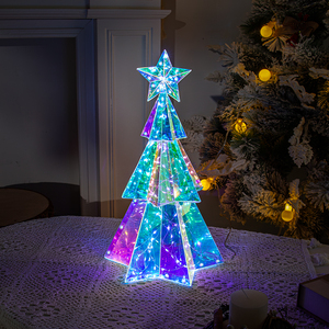 <span class=keywords><strong>Arbre</strong></span> de Noël hexagonal prismatique à effet de cristal holographique au sol veilleuse LED lumineuse <span class=keywords><strong>arbre</strong></span> de Noël - Product Image 6