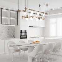 Lustre contemporain de luxe en laiton pour intérieur, lampe de plafond LED à 8 lumières, lustre décoratif moderne, luminaire suspendu
