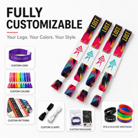 Bracelets RFID en tissu tissé personnalisés avec logo, code QR et impression par transfert thermique pour événements, avec fermeture sécurisée