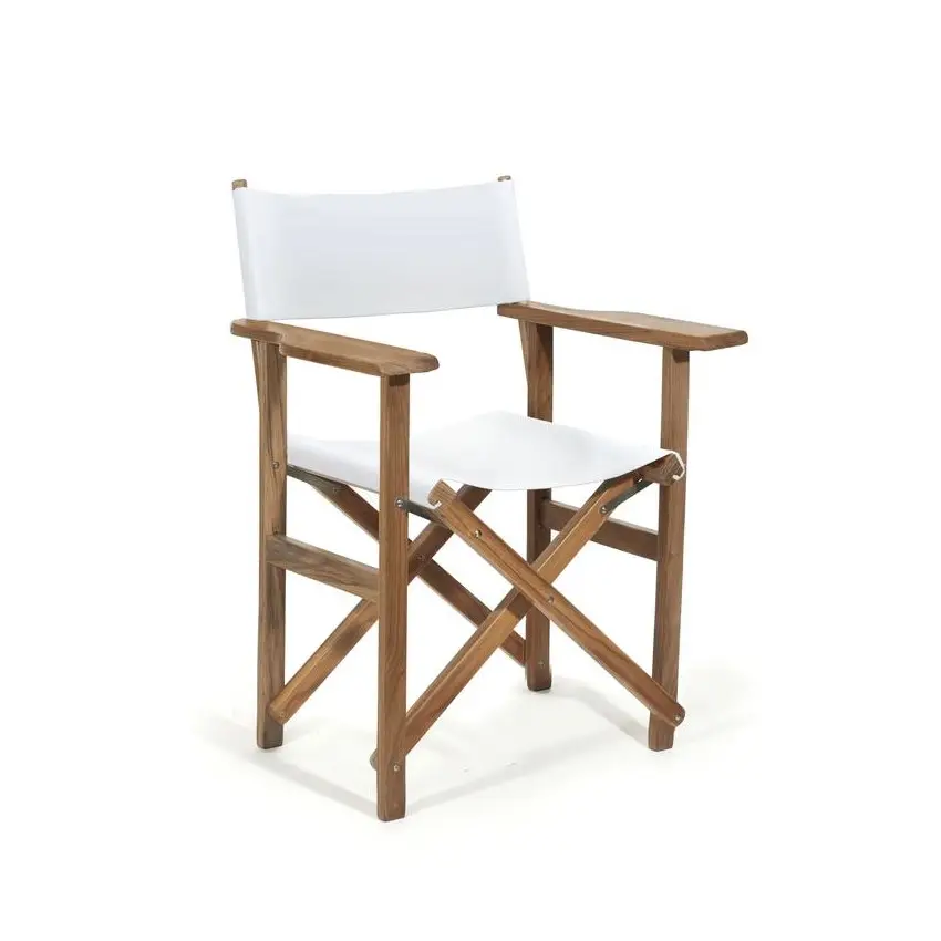 लक्जरी अनुकूलित डिजाइन OEM तह पोर्टेबल प्राचीन सफेद आसान कैनवास आउटडोर लकड़ी कस्टम डेरा डाले हुए समुद्र तट निदेशक कुर्सियों