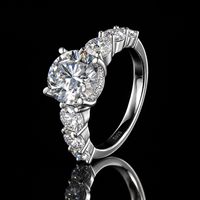 Bague de Fiançailles et de Mariage Classique en Argent Sterling 925 avec Diamant Moissanite VVS Taille Ronde Personnalisée pour Femme, Vente en Gros