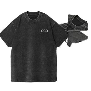 เสื้อยืดคอตตอนวินเทจฟอกสีสไตล์ดิสเทรส พิมพ์โลโก้ได้ตามต้องการ ทรงโอเวอร์ไซส์ ผ้าคอตตอนหนา 100% สำหรับผู้ชาย - Product Image 3