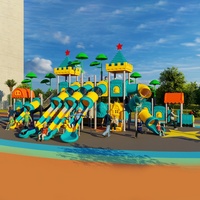 Ensemble de toboggans tubulaires géants en plastique PE, thème train, grande capacité, pour aire de jeux extérieure, idéal pour clubs d'enfants