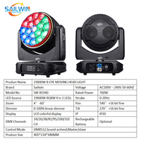 Sailwin professionnel 19X40W 4in1 RGBW LED tête mobile abeille oeil lumière K10 K20 grande abeille oeil Disco Lyre effet de lavage avec bande de LED