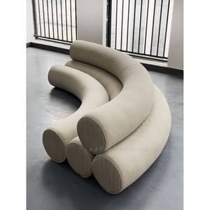 Sofá Curvo Semicircular con Relleno de Espuma y Tapizado en Tela para Sala de Estar - Product Image 6